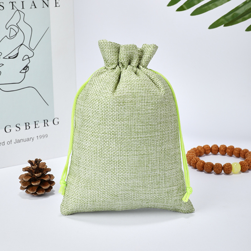 Fábrica en stock bolsa de lino Wenwan bolsa de embalaje de la joyería bolsa de té zongzi Almacenamiento de lino bolsa de cordón al por mayor