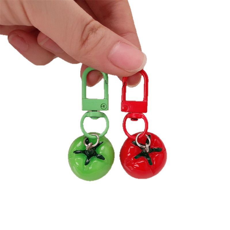 Simulación creativa personalidad fruta tomate colgante llavero de resina cadena colgante niña corazón bolso colgante accesorios