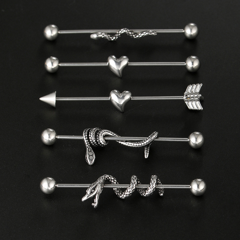 Ear Studs Classification Fashion Heart Shape Snake Stainless Steel Ear Studs 1 Piece