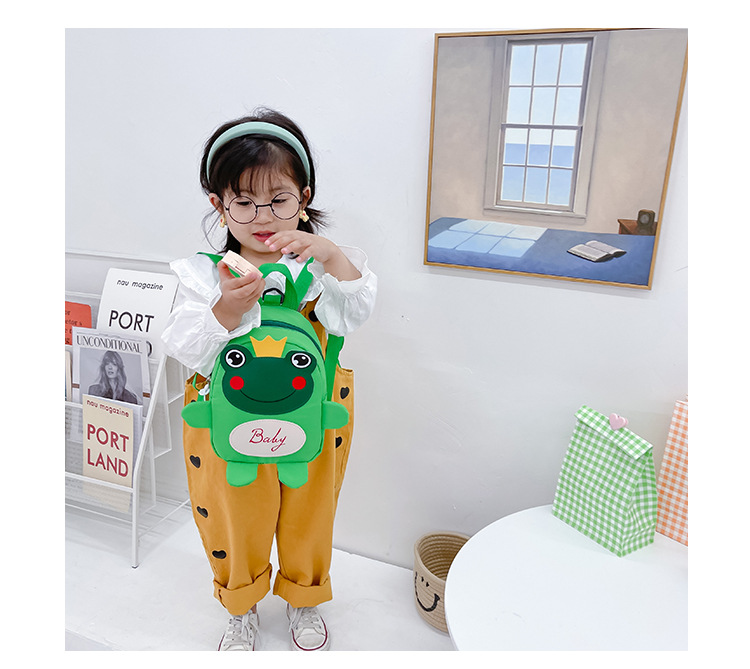 Kindergarten schoolbag for children, boys and girls, 1-3-5 years old, anti-wandering rope, cute frog, double-shoulder baby small backpack undefined