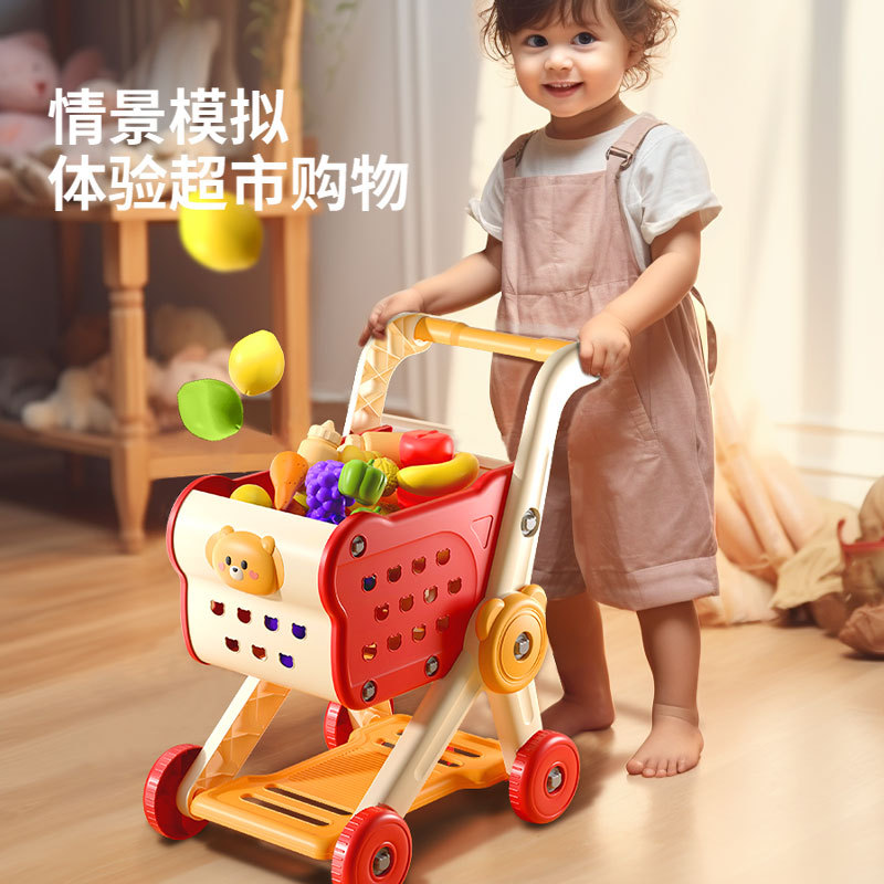 Carrito de compras juguetes para bebés pequeños carritos de mano para niños en casa Fruit Chopper Supermercado para niños y niñas cocina para niños