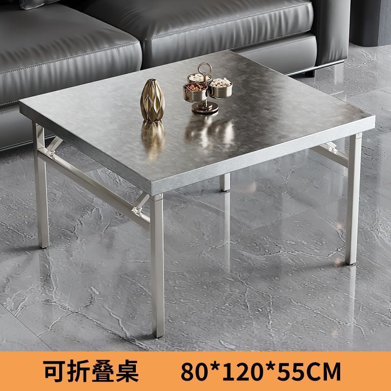 摆摊折叠桌便携式不锈钢吃饭桌子出租房餐桌家用小户型简易四方桌|undefined