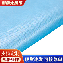 浅蓝色淋膜无纺布聚丙烯覆膜无纺布防水手术衣床单用无纺布料批发