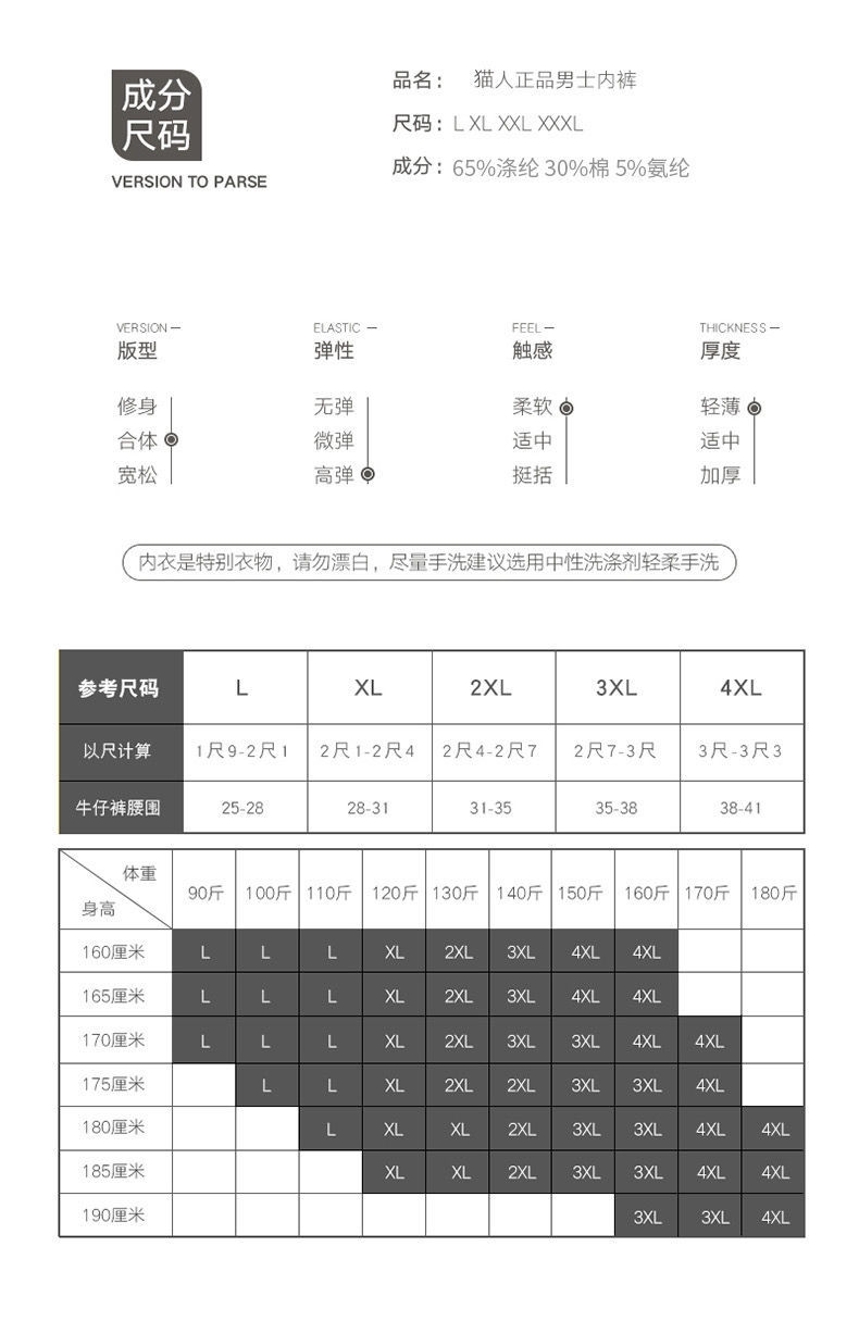 猫人男士内裤纯棉男生石墨烯裆平角大码学生短裤精梳棉内裤男详情11