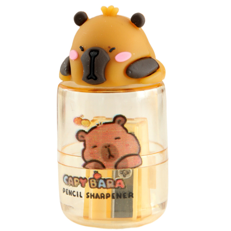 Nuevo producto Capi capibara sacapuntas dibujos animados lindo muñeco sacapuntas de silicona sacapuntas portátiles para estudiantes de escuela primaria