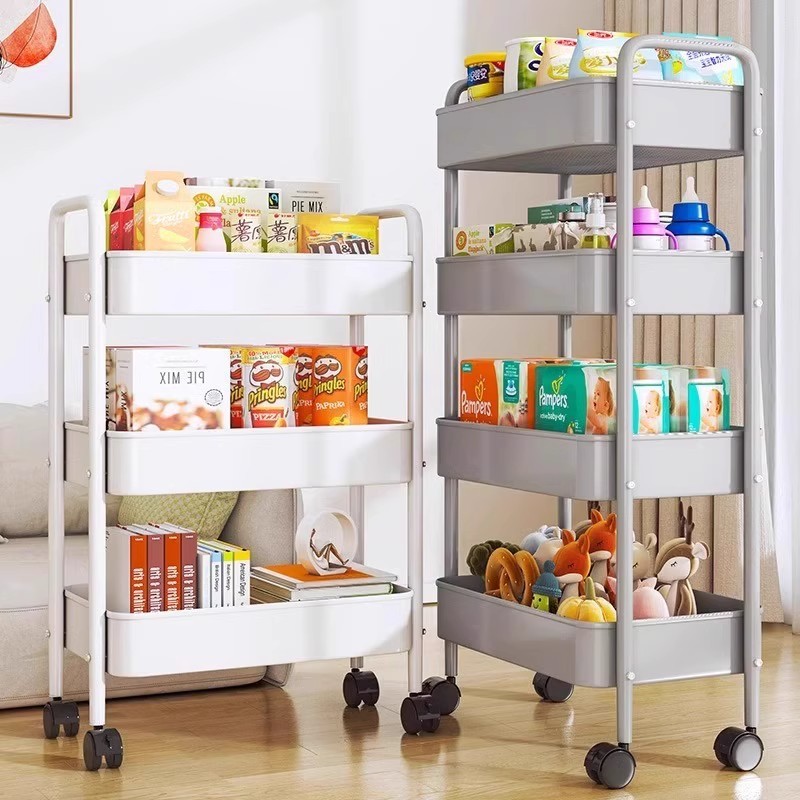 Estante de almacenamiento de carrito pequeño cocina piso piso dormitorio bocadillos de bebés multicapa baño móvil almacenamiento de almacenamiento de inodoro