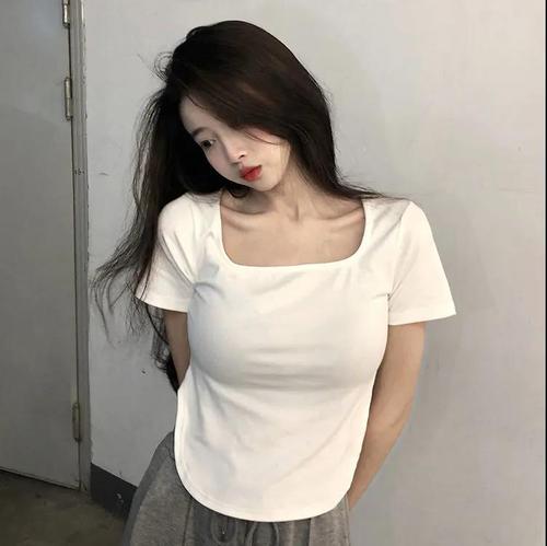 Women's Summer Short Sleeve T-Shirt Korean Style Slim Fit Concealing Casual Base Top for Unconventional Girls Pure Desire Hot Girl Top