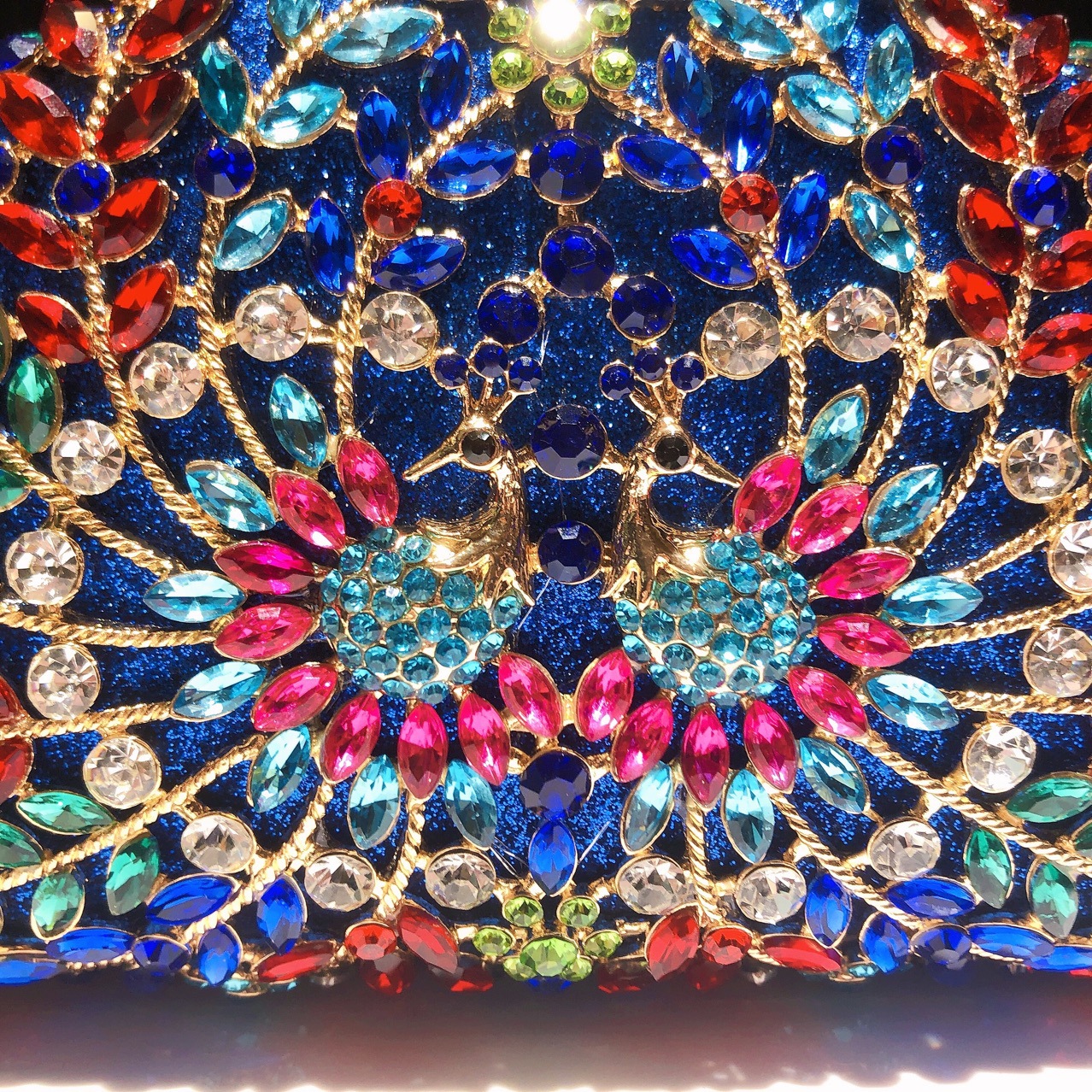 Túi cầm tay Peacock đính kim cương dạ hội — Màu cam