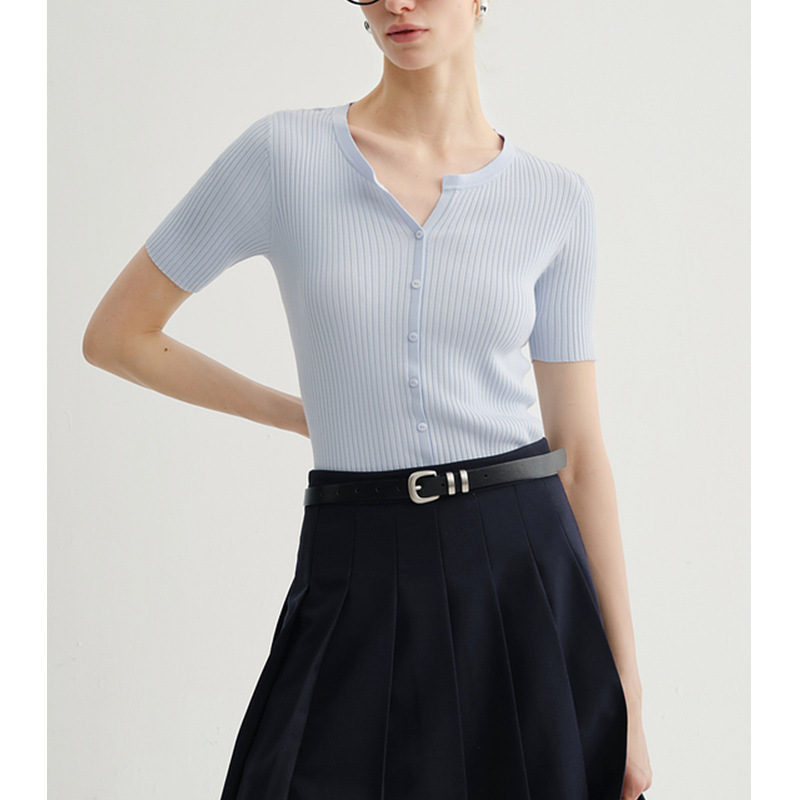 【Mai* Order】Cooling Knit Cardigan for Women, Short Sleeve, 2026 Spring/Summer New Style, Minimalist Fashion, High-End Feel Top