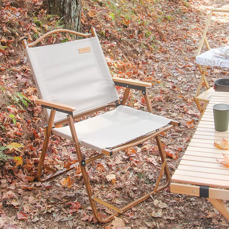 户外折叠椅便携式躺椅木纹矮椅克米特椅户外露营便携折叠椅