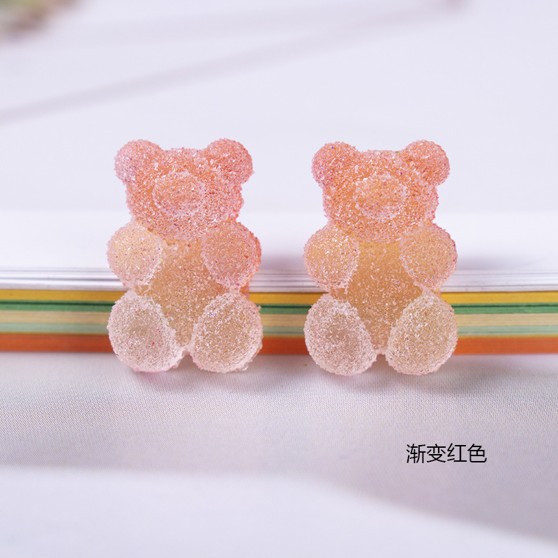 Gradiente de dibujos animados simulación oso jalea suave caramelo DIY accesorios de resina crema pegamento resina teléfono móvil Shell material al por mayor