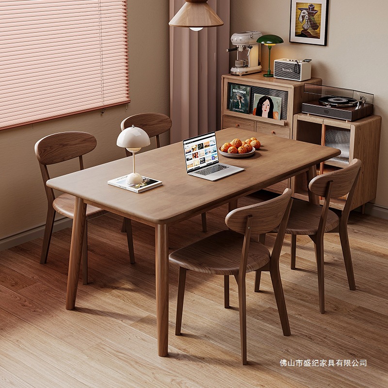 Dining Table Small Household Rectangular Solid Wood Tea Table Walnut Dining Table Modern Simple Dining Table and Chair Set