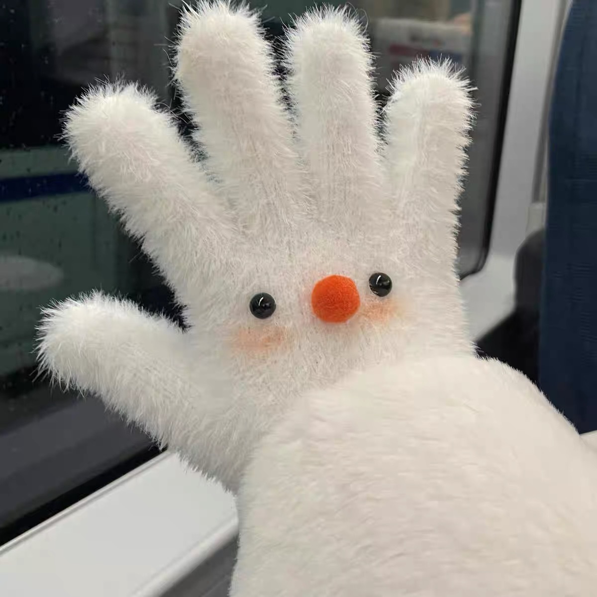 Snögubbe plyschhandskar för damer varma vintervantar med fingrar_voghion.com