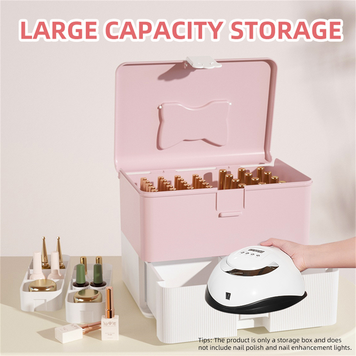 Manicure toolbox nail lamp nail glue toy storage box portable double-layer household store multi-functional