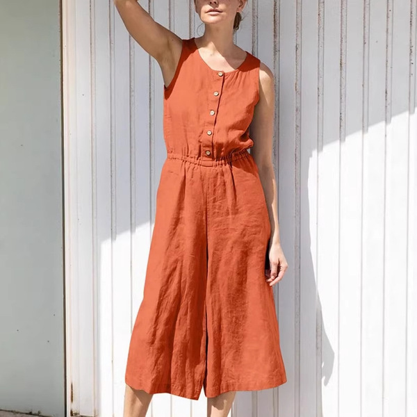 solid colored trousers sleevless for leisure
