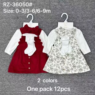 (Cross-border trading), autumn long-sleeve girl's, dress, trousers for crawling, bodysuit, headband, children's set, children's clothing