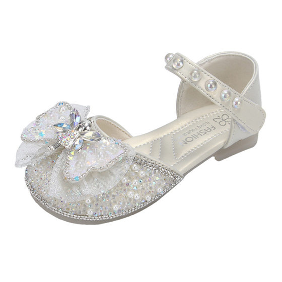 Girls' Semi-Sandals 2025 Summer and Autumn New Children's Bow Middle and Big Children's Baotou Girls' Crystal Soft-soled Princess Shoes