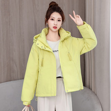 欧洲站连帽加厚棉服女款新款冬季款宽松休闲棉服加厚时尚潮