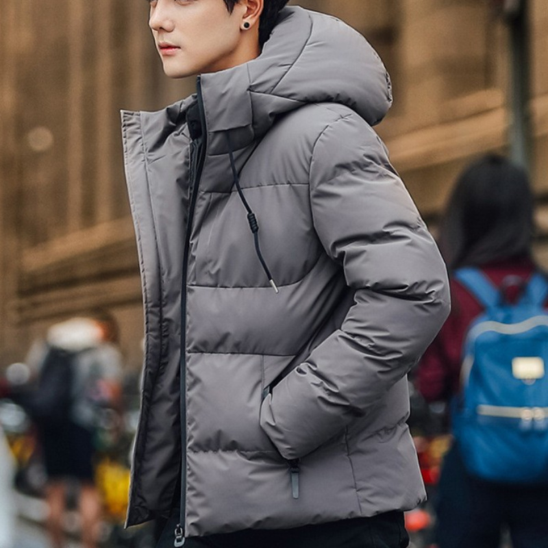 Men's winter cotton-padded coat, trendy brand, thickened, warm, short cotton-padded jacket, Korean style, down-filled, cotton-padded winter wear, stylish and handsome.