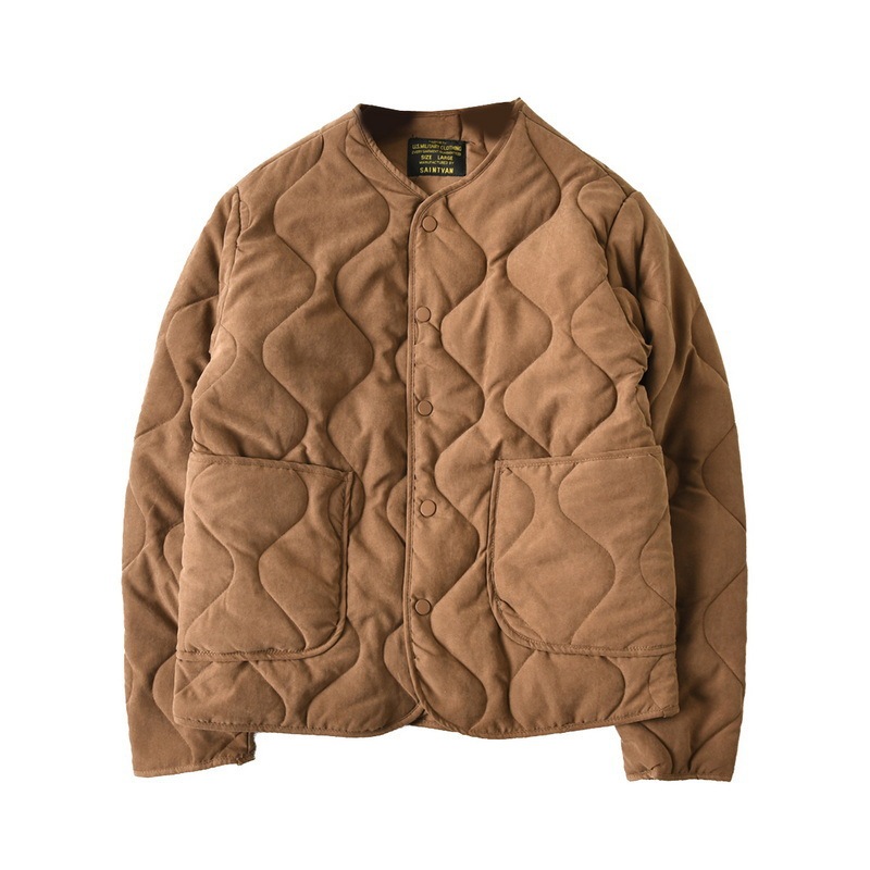 Autumn and Winter New Quilted M65 Liner Jacket for Men, Ami Khaki Retro Cotton Quilted Hunting Jacket, Trendy Jacket