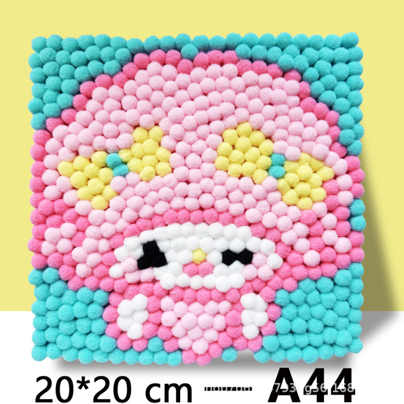 20cm毛球画自粘款胶水款手作店摆摊儿童益智diy毛球粘贴材料包|undefined