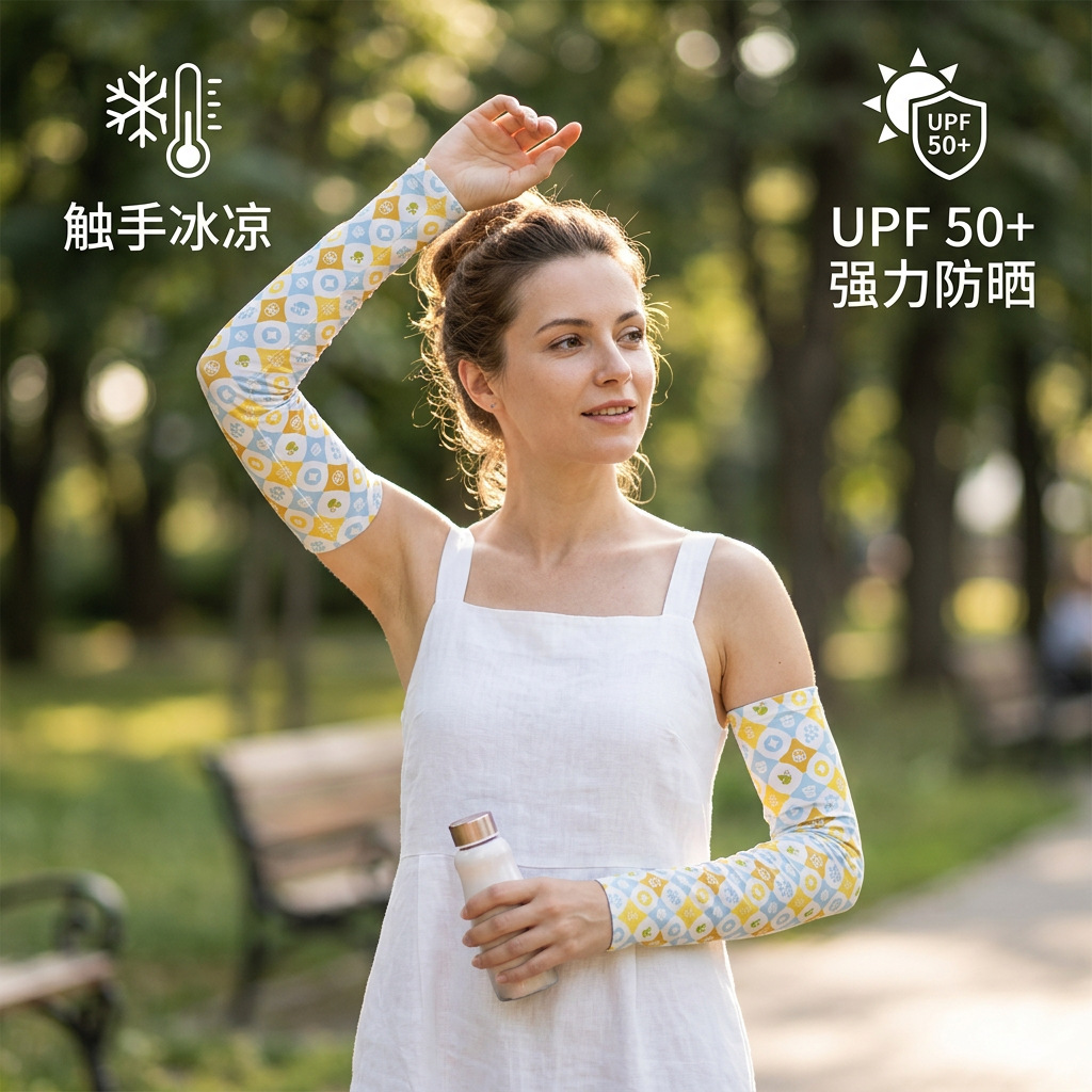 Shenzhen Manufacturer Customizes Outdoor Sports Sun Protection Ice Sleeves with Printed Designs for Cycling and Sports, Arm Sleeves Exported to Japan