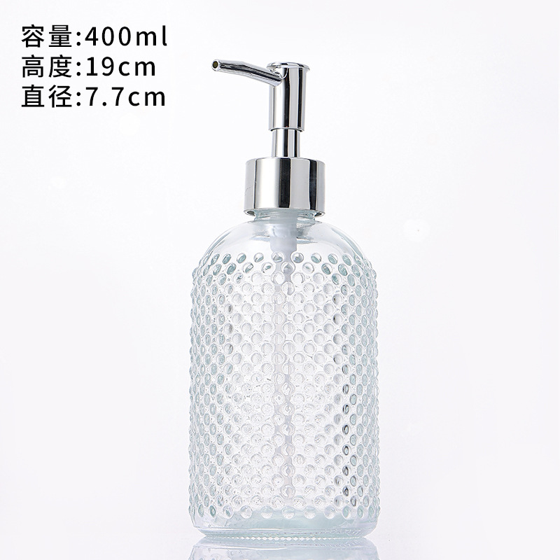 Botella de desinfectante de manos de vidrio transparente 500ml botella de champú botella de desinfectante de manos hotel botella de baño botella de gel de baño
