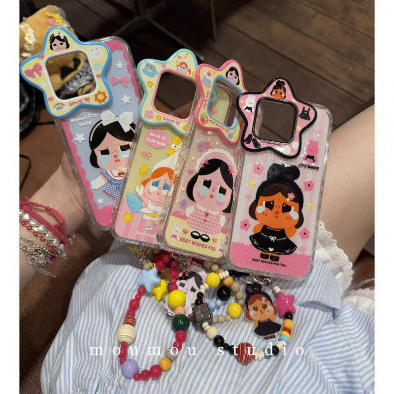 Three-Dimensional Star Lens Cartoon Cute Crying Baby Suitable for Iphone16Promax Apple 15 Mobile Phone Case 14 New Style