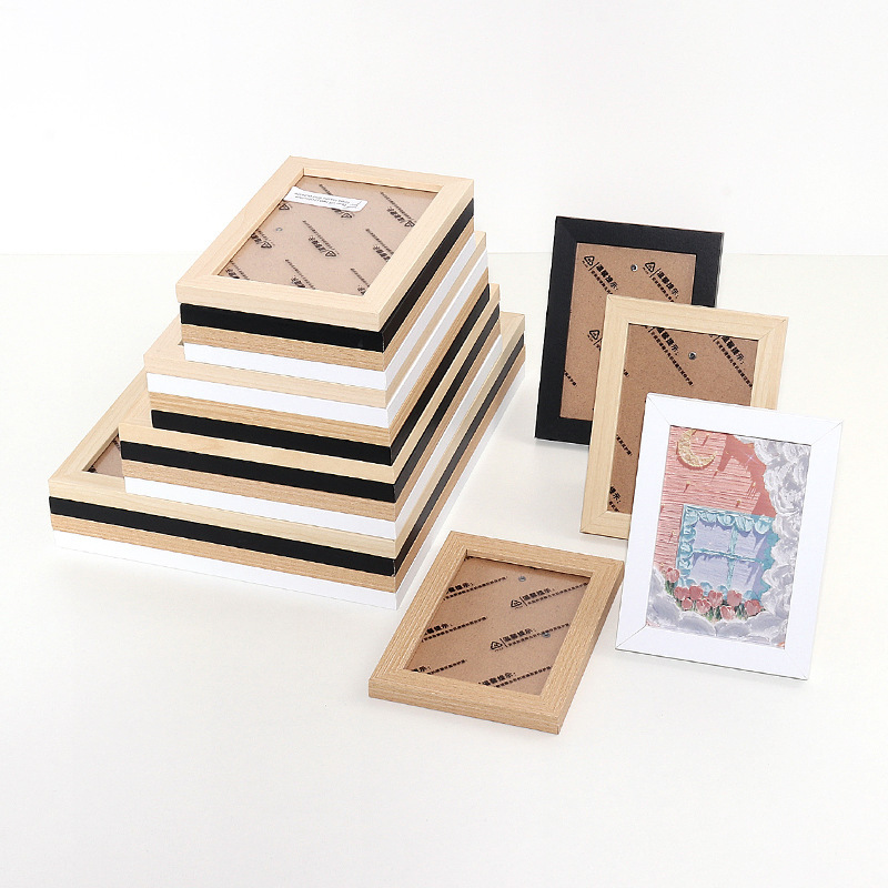 Creative wooden photo frame 5 inch 6 inch 7 inch simple table cream glue diy material bag handmade ornaments 8 inch