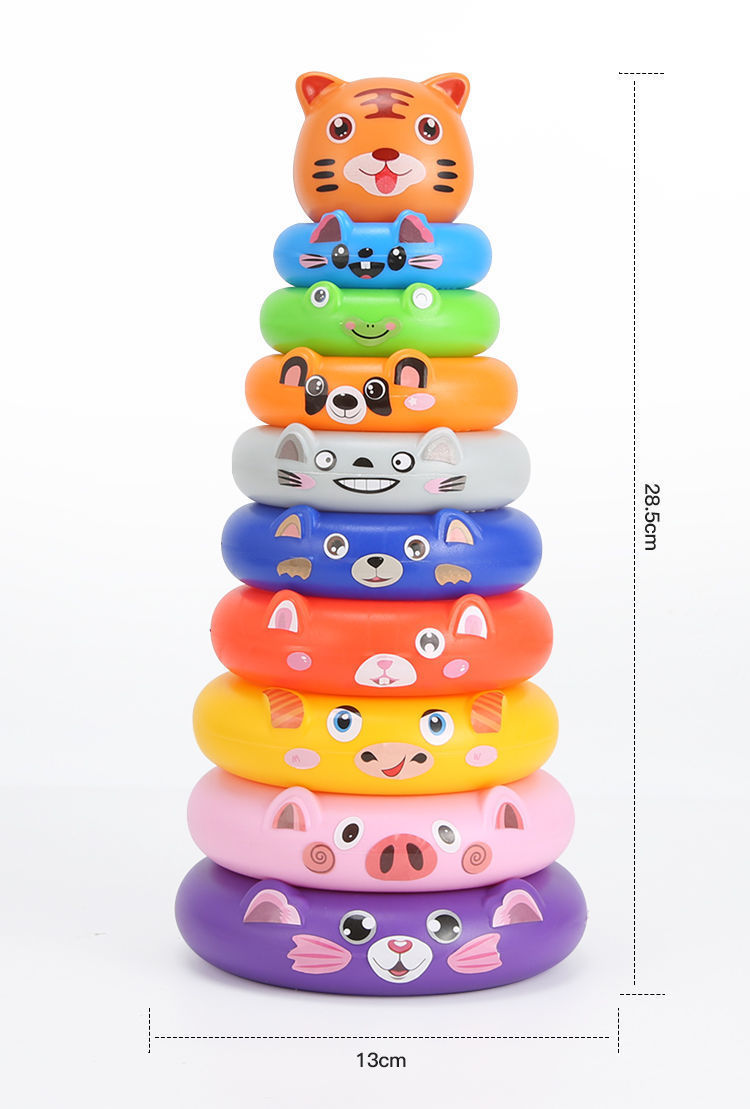 Niños lanzando jengle bloques de construcción pato juguete Arco Iris Torre anillo desarrollo cerebro juego puesto de juguete