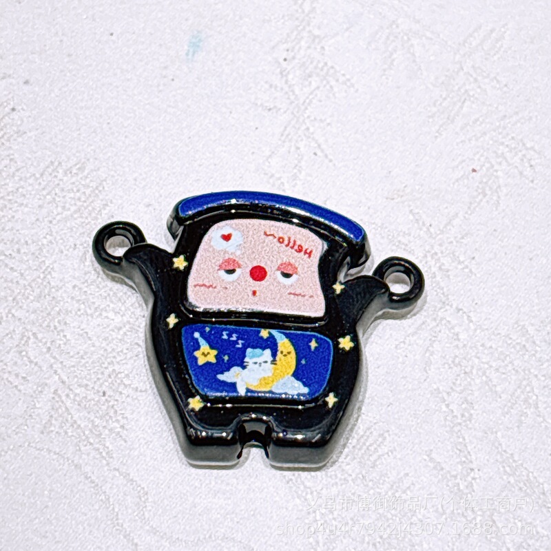 吊孔可爱卡通彩色烤漆星际旅行人直孔串珠diy手机链钥匙包链配件|undefined