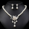 2022 new fashion pearl flower blossoming necklace ear sets European and American cross -border hot selling women's jewelry alloy plating