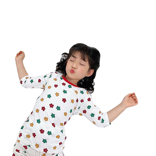 Summer new children's pajamas set boys and girls home clothes three-quarter sleeves air-conditioned clothes for boys and girls, small and medium-sized children