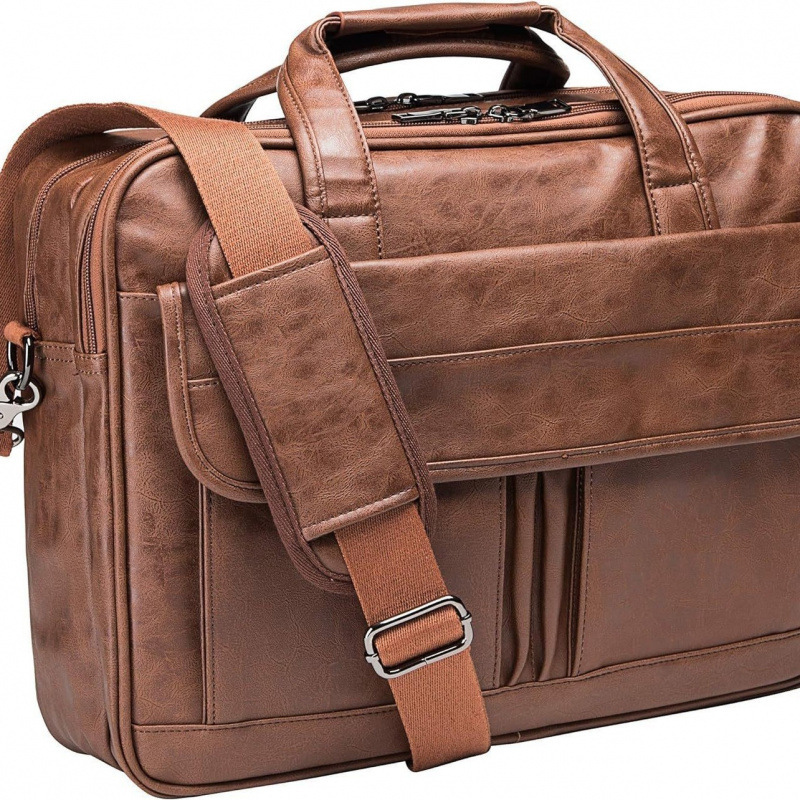 Men's Leather Messenger Bag 17.3 Inch Laptop Briefcase Business Satchel Computer Handbag