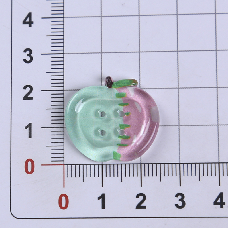 봄과 여름 새로운 스타일 투명 인쇄 사과 단추 액세서리 DIY 의류 단추 구멍 신발 장식 휴대 전화 케이스 액세서리