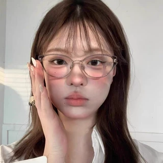 韩系纯欲风素颜高智感猫眼茶色眼镜女素颜可配近视防蓝光平光眼镜