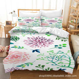北欧ins来图定制3D数码 床上用品四件套 跨境 被套三件套
