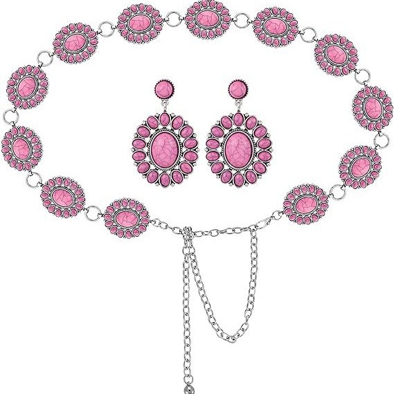 Transfronterizo Amazon Venta caliente de la vendimia tallada turquesa cadena de la cintura joyería femenina temperamento bohemio cinturón de la cadena del cuerpo