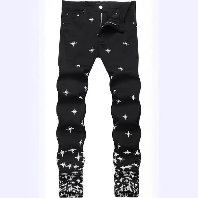 Men's Black Printed Jeans Regular Fit Jeans Fashion Hip Hop Streetwear Pants Casual Daily Wear Men's Black Printed Jeans Regular Fit Jeans Fashion Hip Hop Streetwear Pants Casual Daily Wear