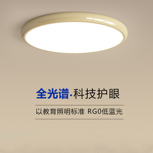 New cream style full spectrum eye protection ceiling lamp master bedroom simple ultra-thin room study round lamps