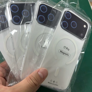 加硬化防刮花适用iPhone18promax手机壳苹果17Pro磁吸圈PC透明壳