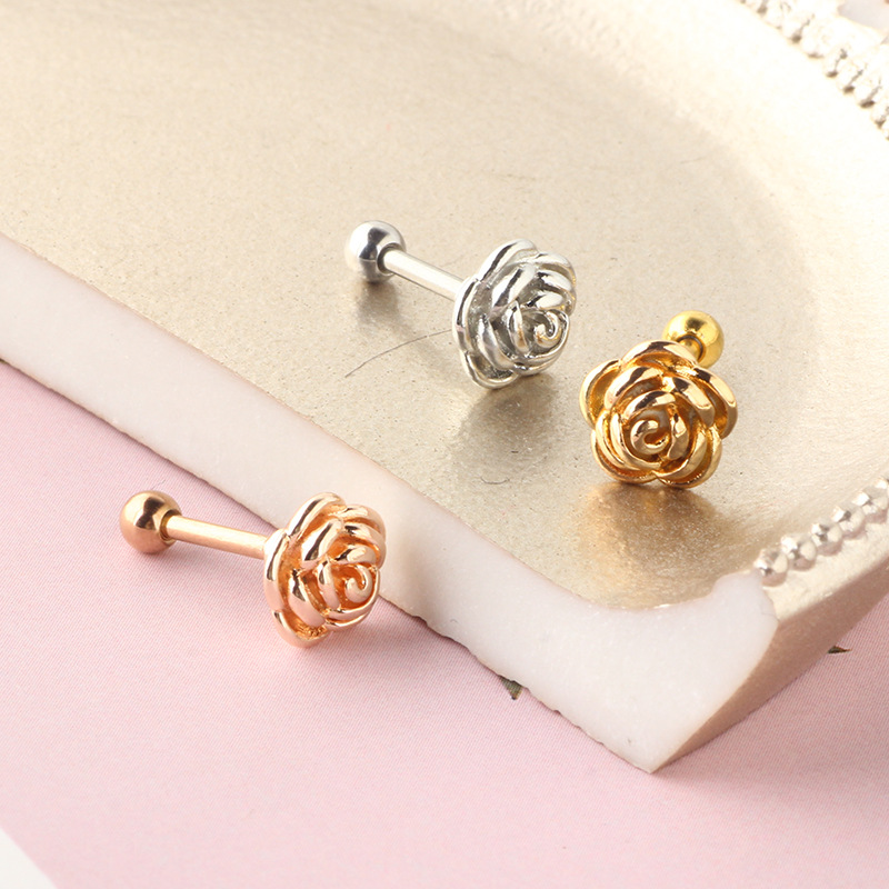 Simple Style Flower Stainless Steel Metal Earrings Ear Studs 1 Piece