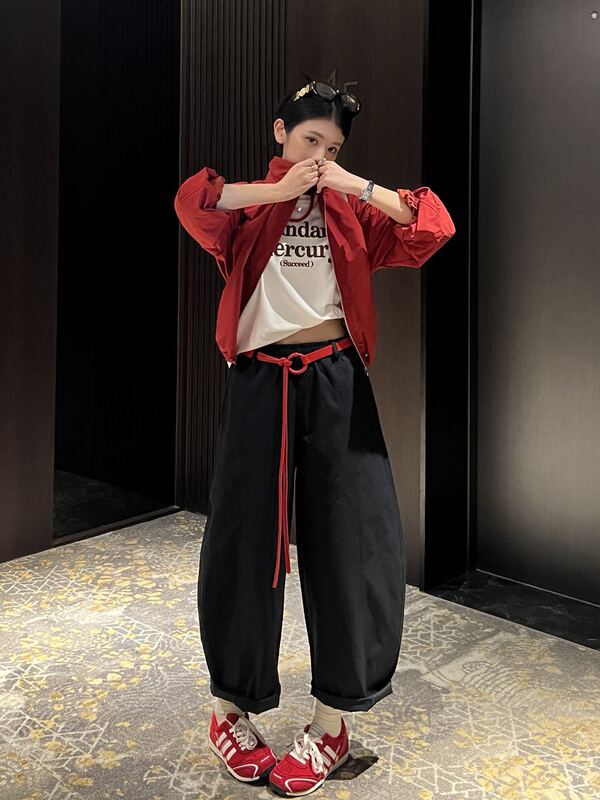 2025秋季新款显瘦休闲阔腿卫裤直筒宽松慵懒九分弯刀裤遮胯显瘦|undefined