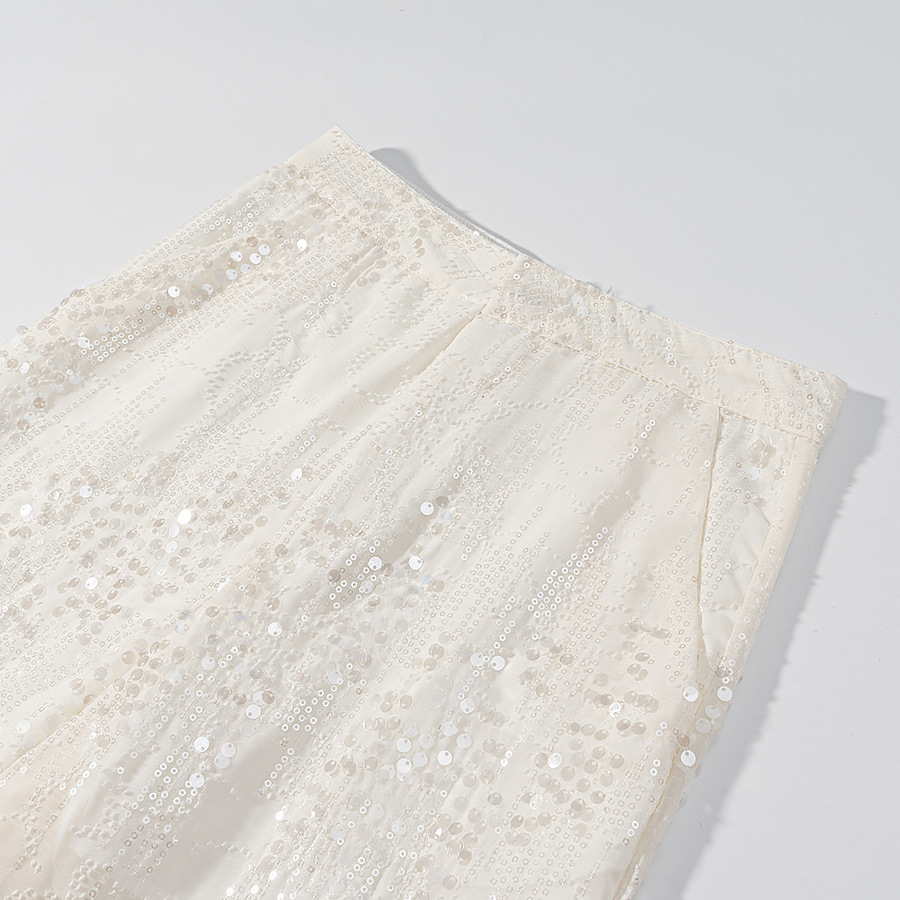 Elegant Sequin Slim Fit Women's Pant Set Spring Autumn Style_voghion.com