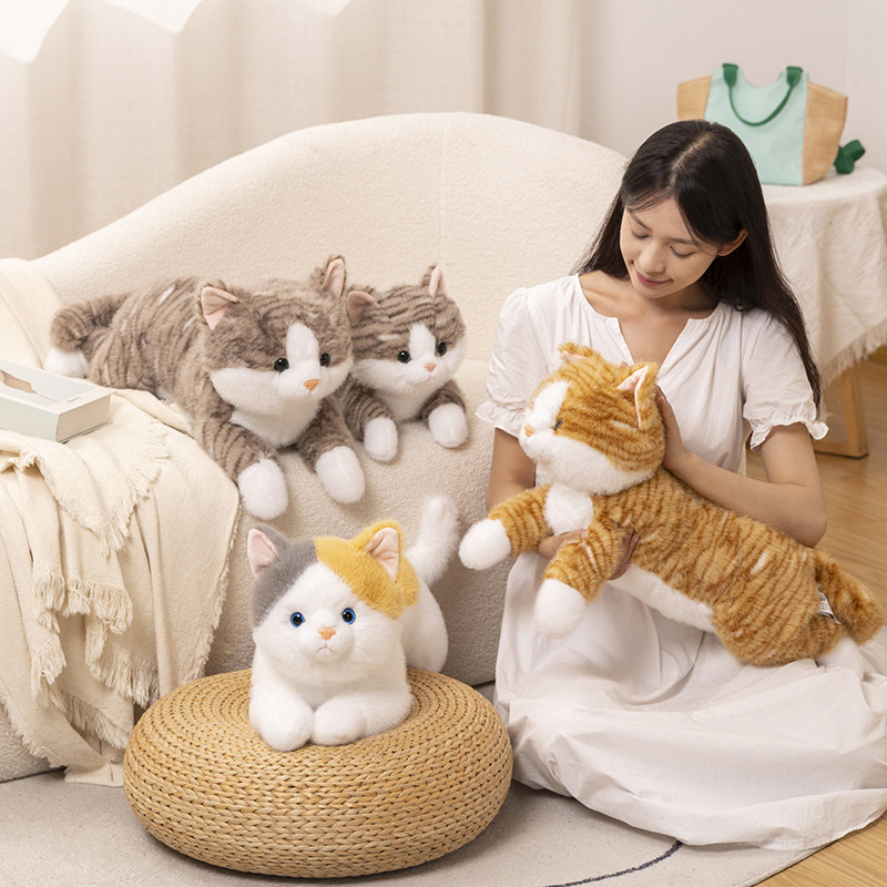 Juguetes de peluche de gato de simulación, muñecos de gatitos lindos, muñecas, muñecas, gatos de algalia, gatos, regalos creativos, gatos