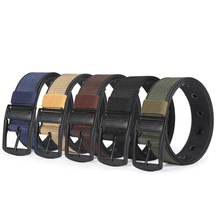 新款男士帆布针扣皮带青年学生户外休闲工装编织腰带时尚简约腰带