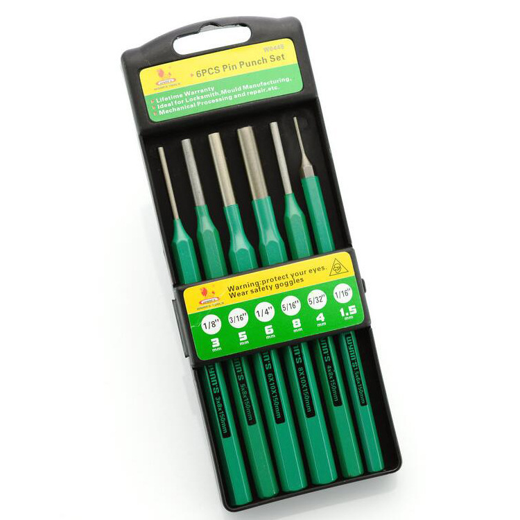 威力狮 6件套铬钒钢圆柱冲 冲子 冲孔打孔工具 石工凿子钢凿W0448