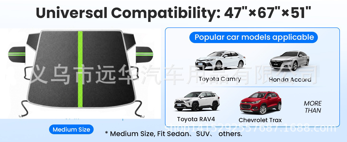 Car snow cover, car front windshield cover, anti-freeze, anti-snow and frost, front sunshade, winter cover, car cloth half cover
