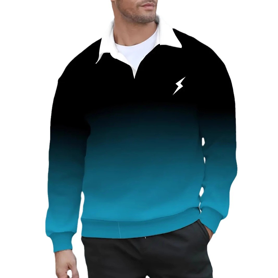 Sudadera para hombre nuevo primavera, otoño e invierno juventud engrosamiento color degradado solapa marca de moda chaqueta de manga larga MB14