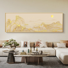 日照金山客厅装饰画山水画横幅轻奢沙发背景墙壁画千里江山图挂画